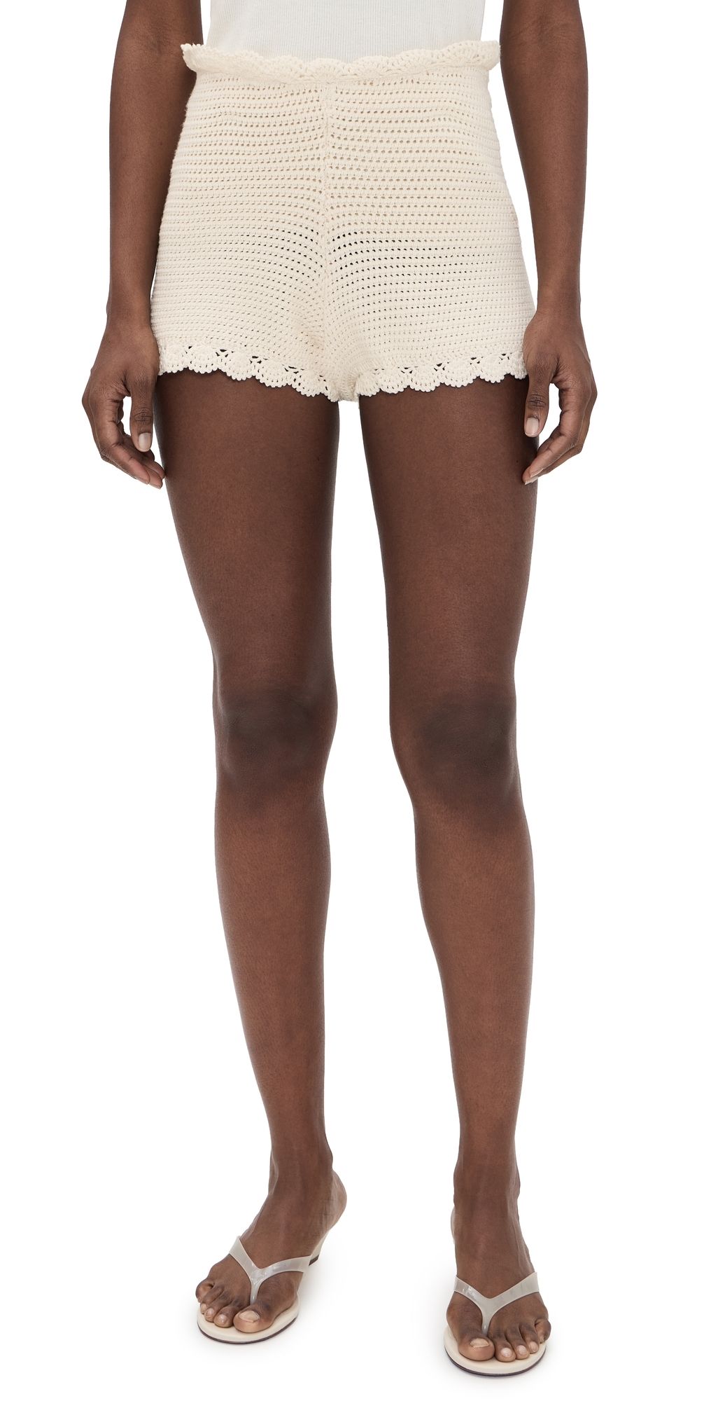 POSSE Dylan Crocheted Shorts Pearl XL