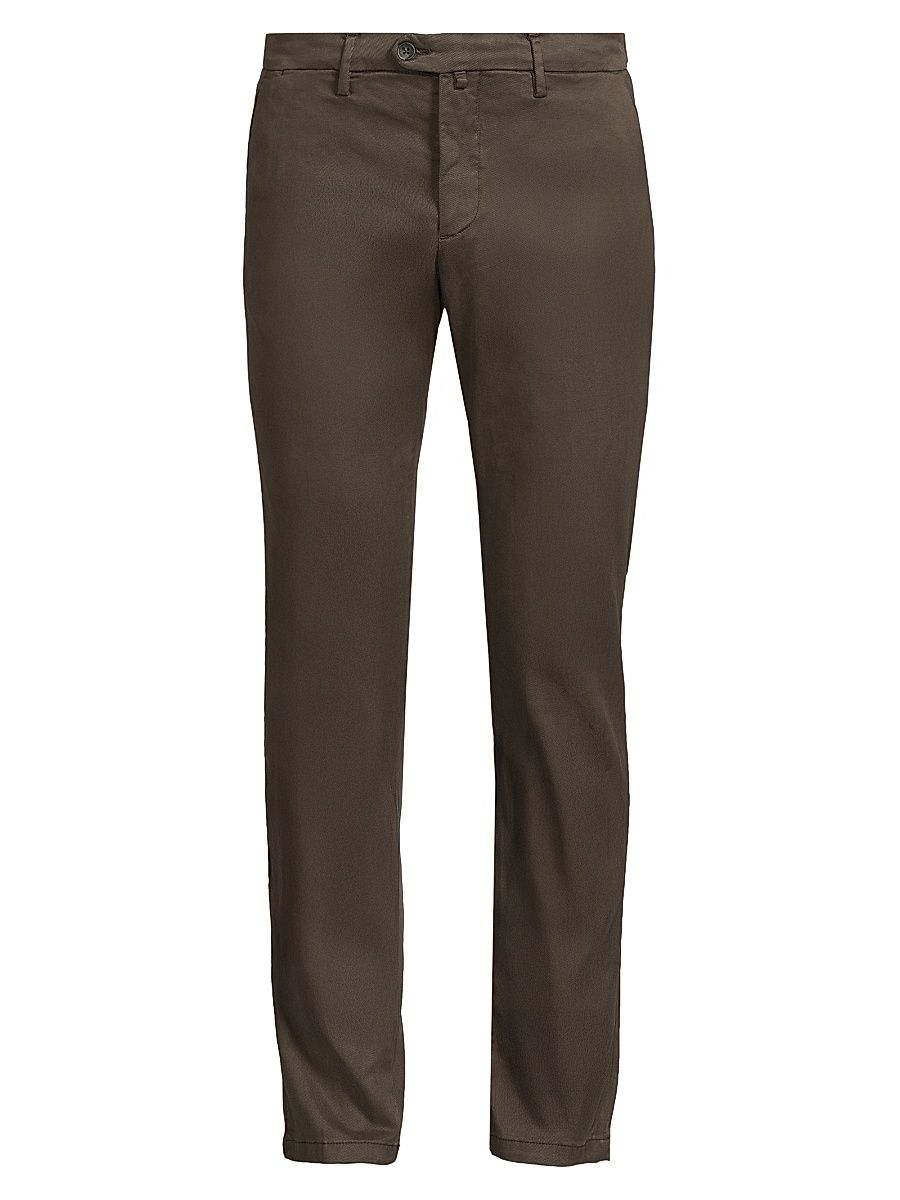 Men's Stretch Flat-Front Trousers - Dark Brown - Size 34
