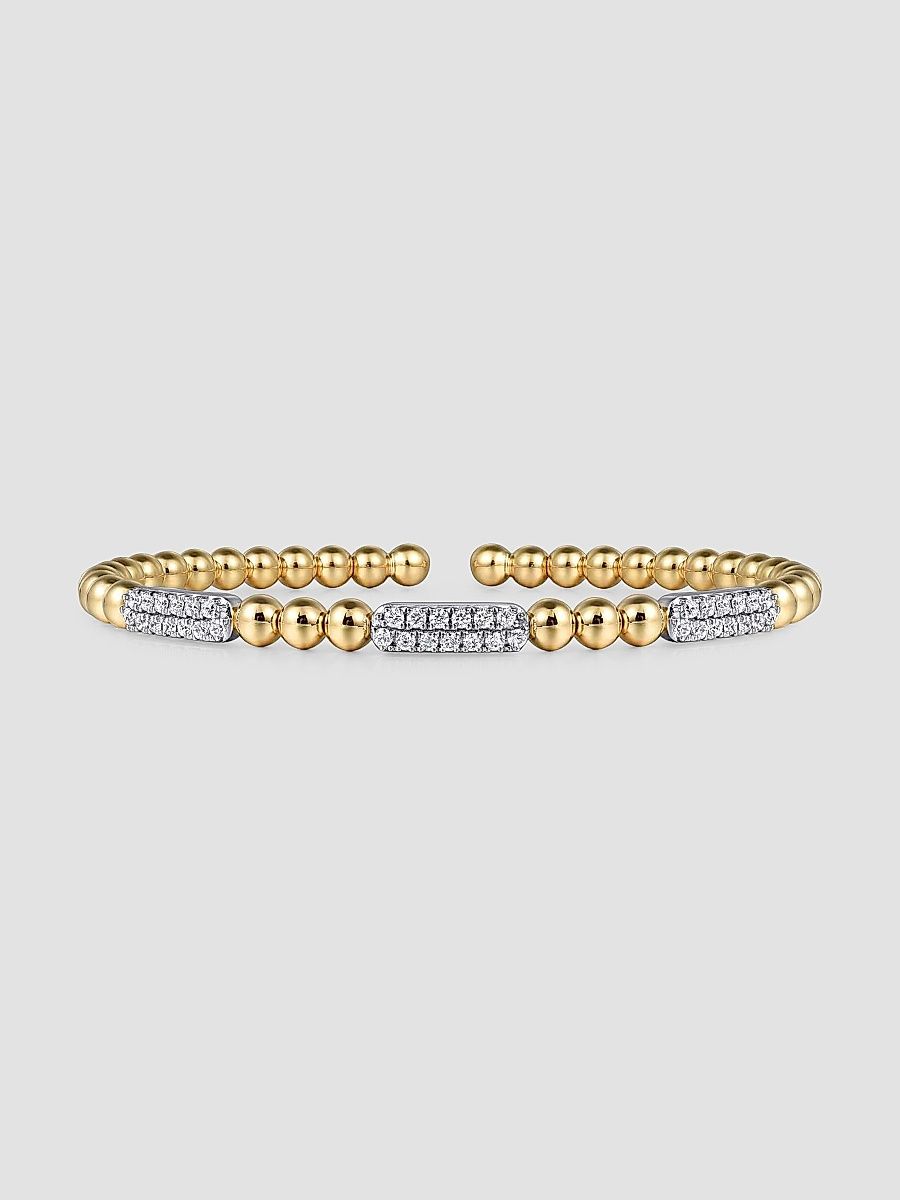 Gabriel & Co Women's Bujukan 14K White Gold, Yellow Gold & 0.50 TCW Diamond Bangle - Yellow Gold - Size 5.75