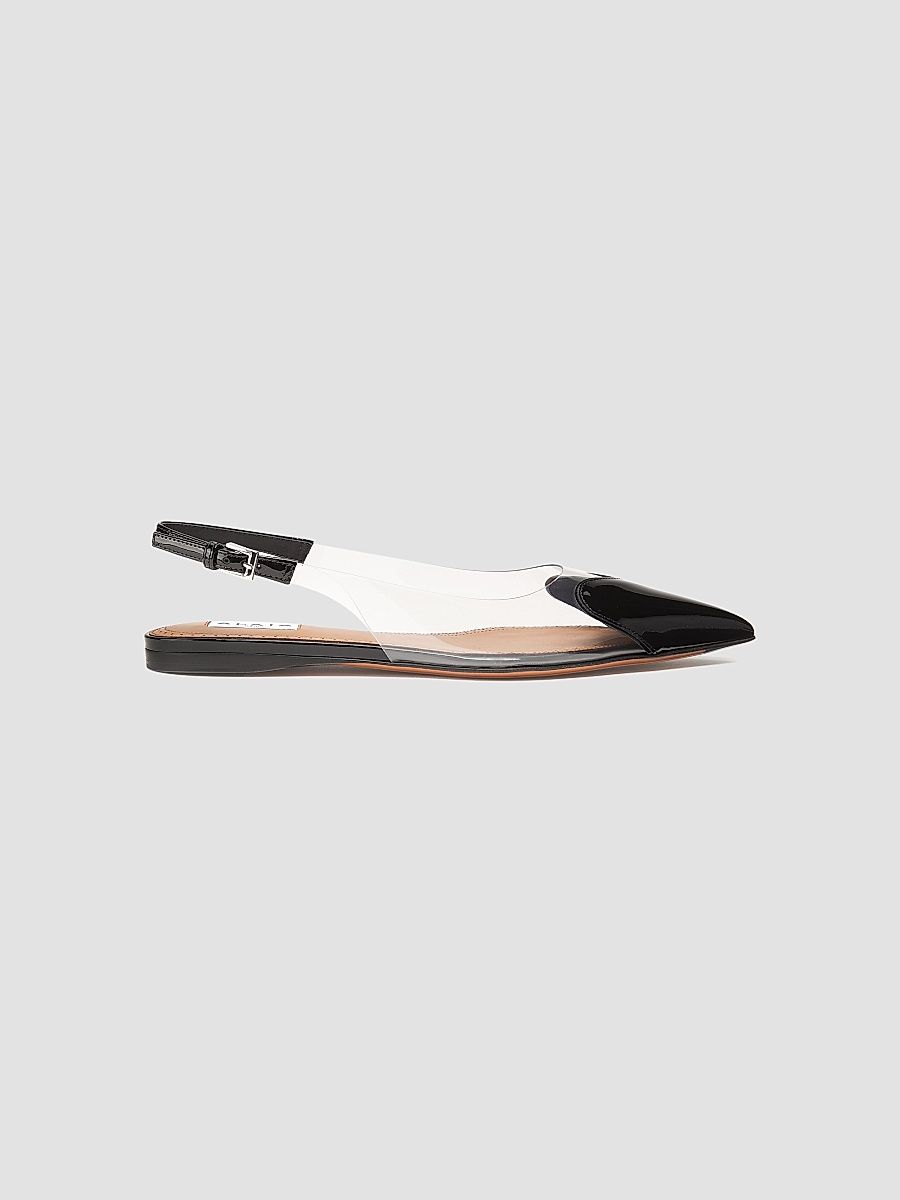 ALAÏA Women's Le Coeur Leather Slingback Flats - Noir - Size 10.5