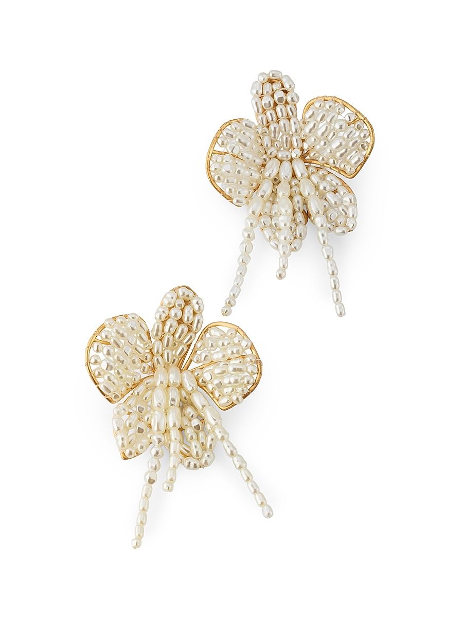 Women's Amina Imitation Pearl & Goldtone Flower Earrings - Pearl