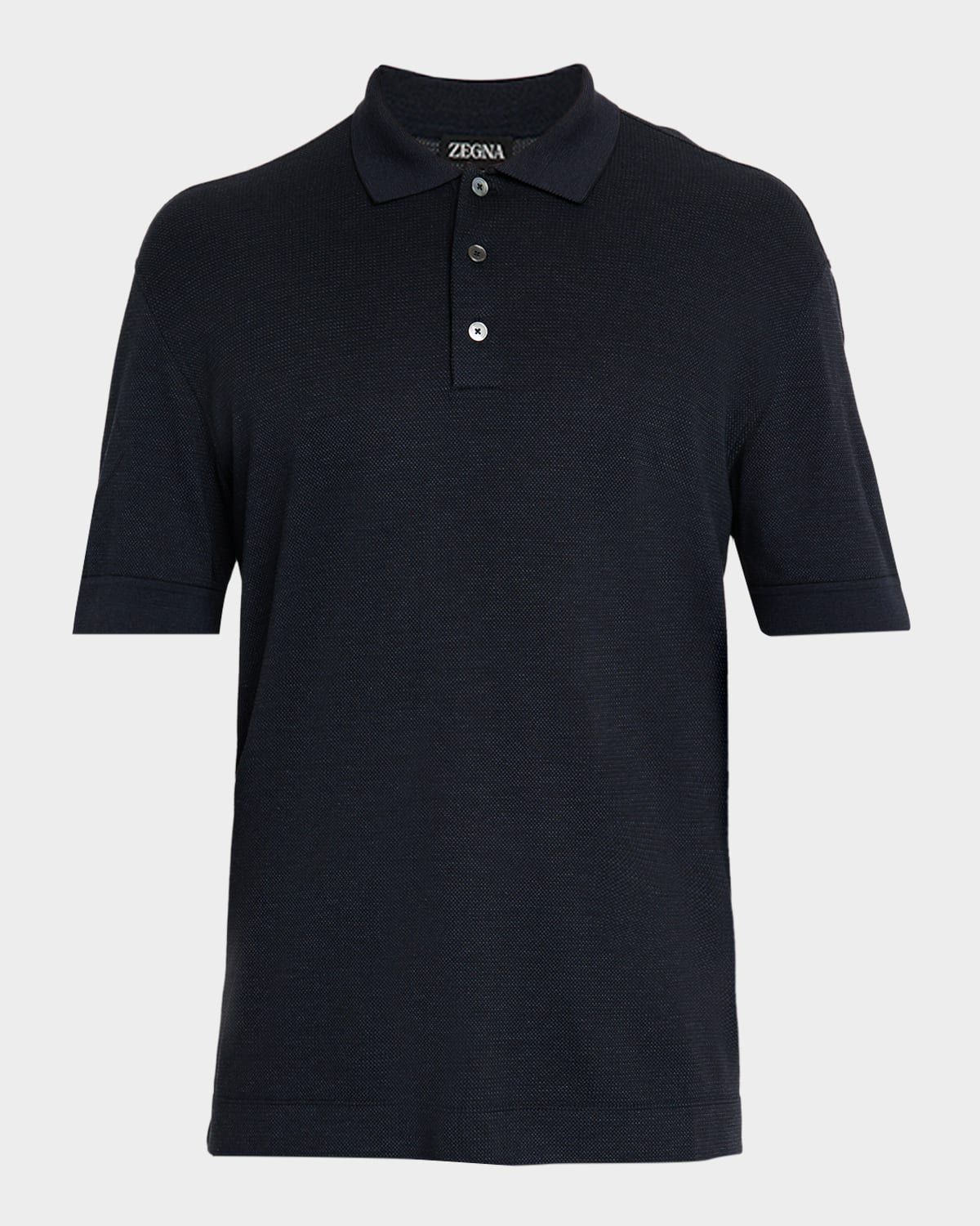 Men & apos;s Cotton and Silk Tipped Polo Shirt