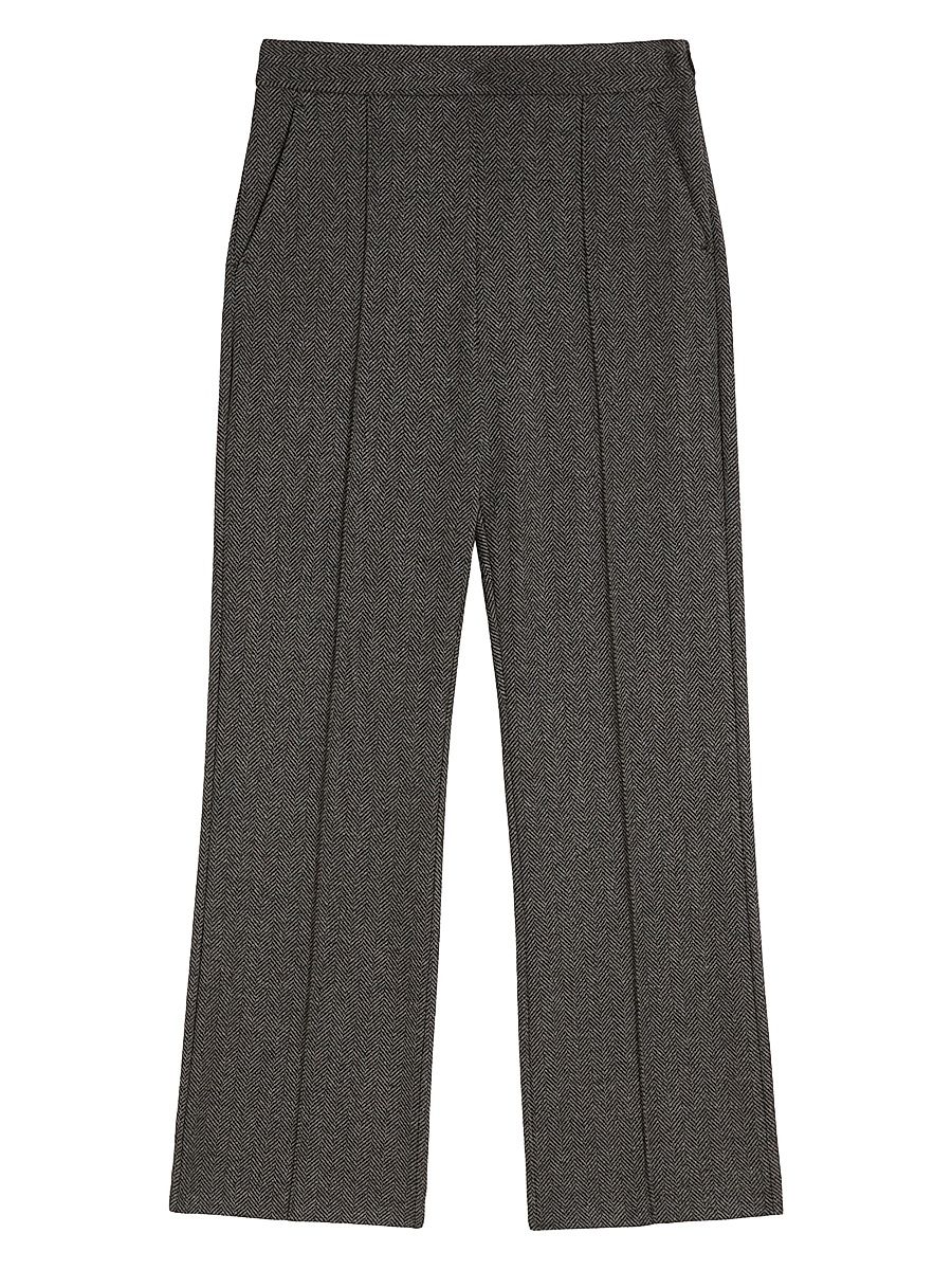 Women's Cropped Jersey Trousers - Black Jacquard - Size XL