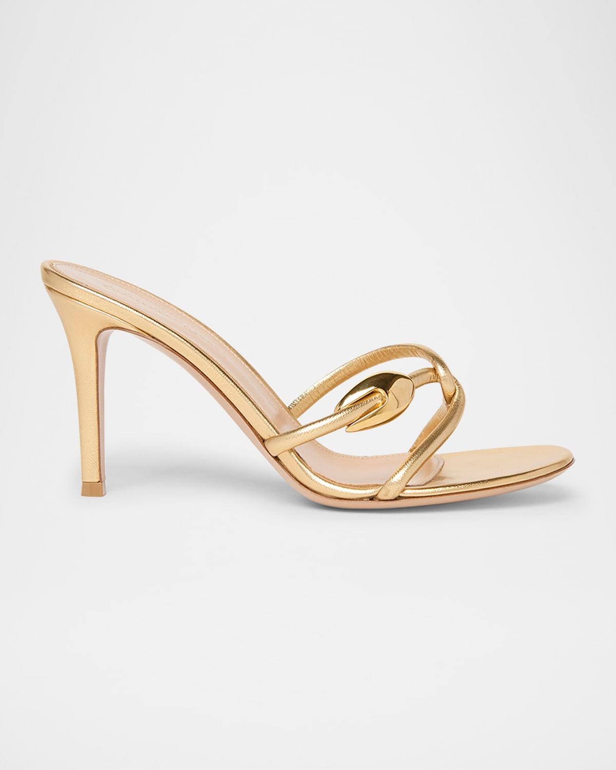 Metallic Serpent Twist Ankle-Strap Sandals
