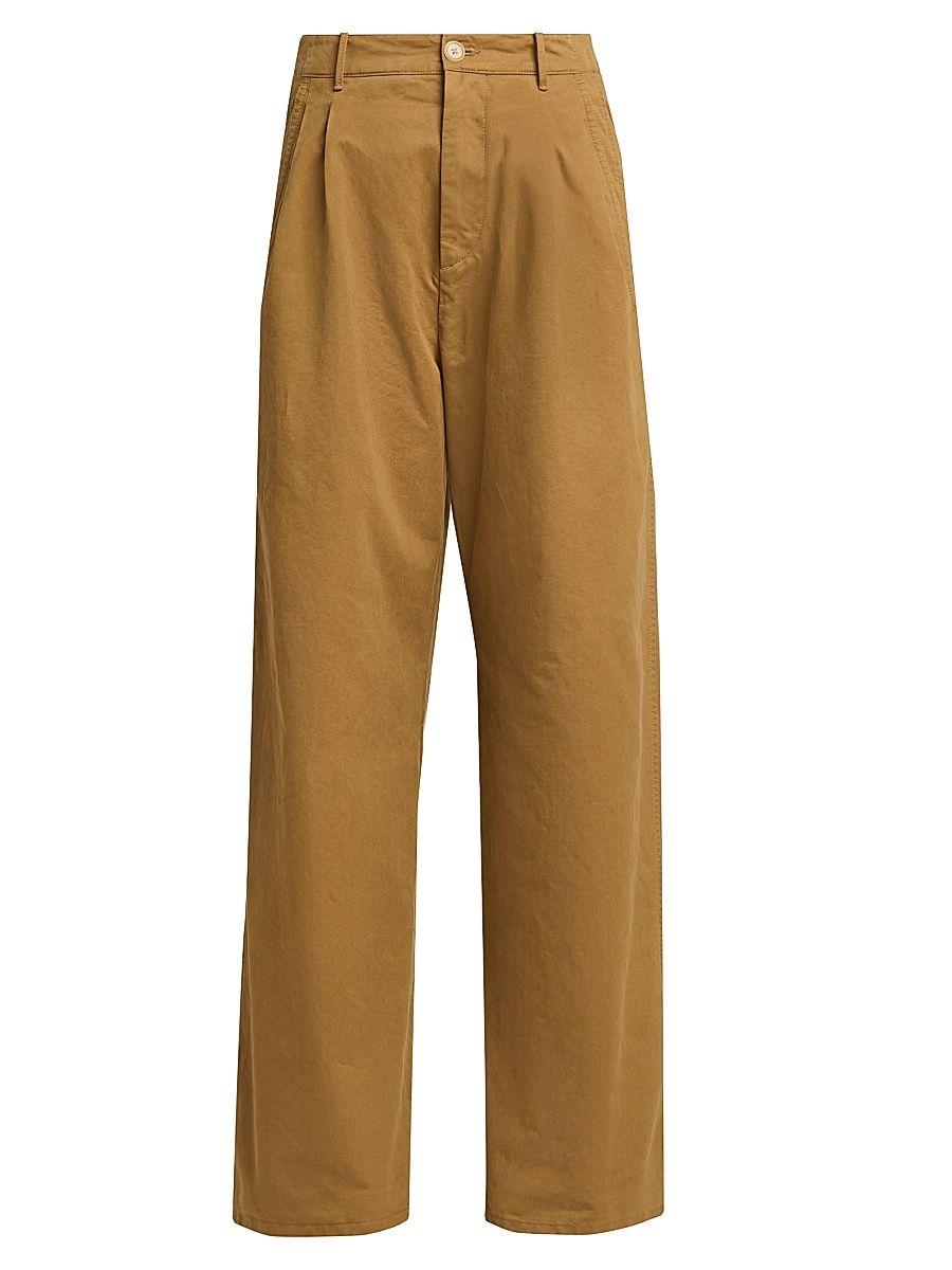 Women's Cotton Crease-Front Wide-Leg Trousers - Midnight - Size 8