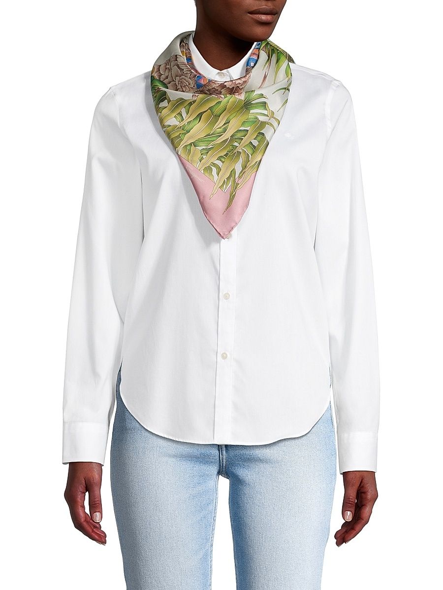 Women's India Print Silk Square Scarf - Avorio Rose