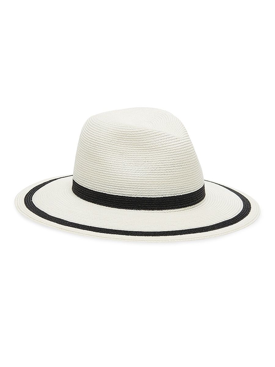 Women's Courtney Packable Striped Fedora - Ivory Black