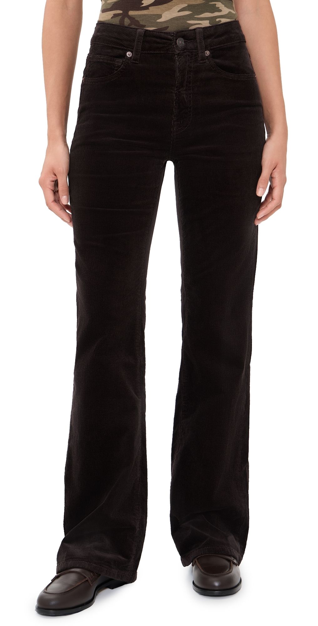 Good American Good Classic Bootcut Corduroy Pants Espresso 8
