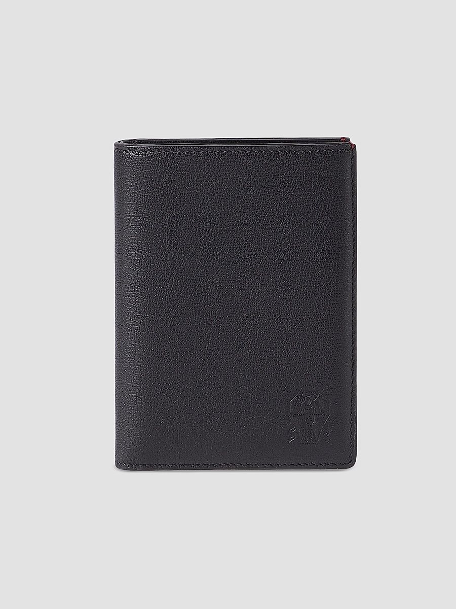 Brushed Leather Passport Holder - Black