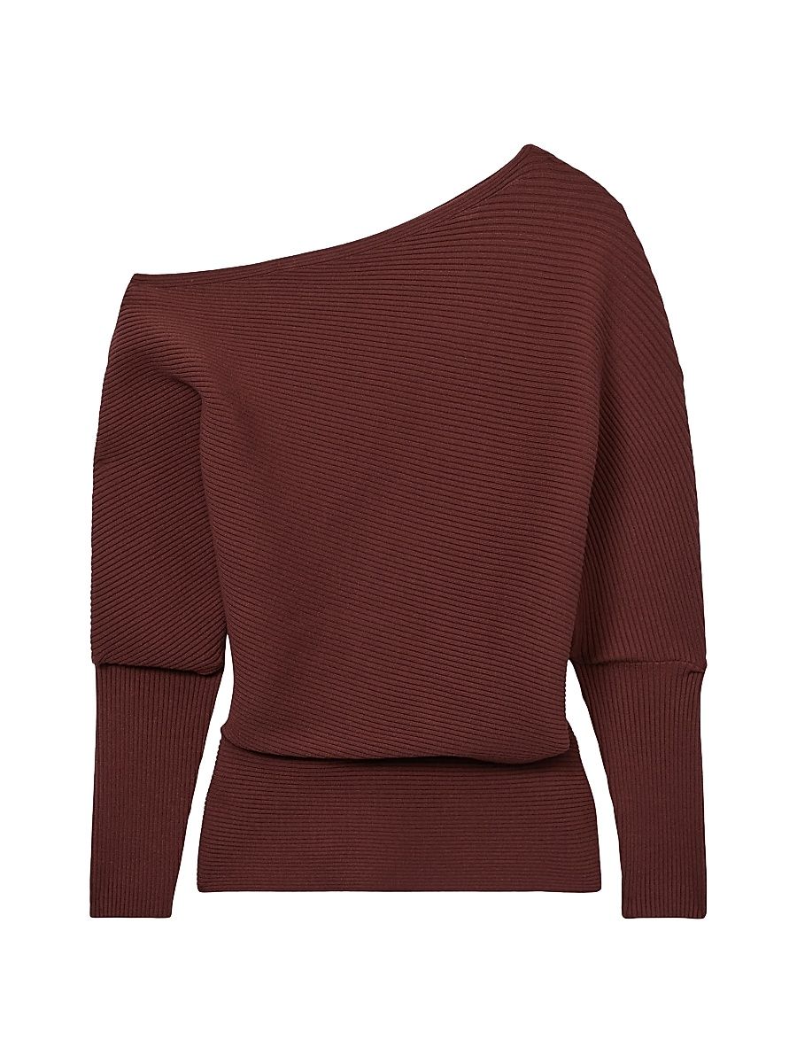 Women's Lorna One-Shoulder Sweater - Burgundy - Size Medium