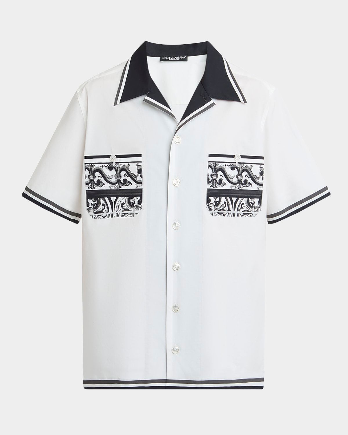 Men & apos;s Cotton Majolica Double-Pocket Camp Shirt