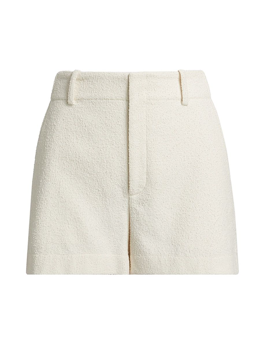 Women's Pearl Cotton-Blend High-RiseShorts - Pearl - Size 8