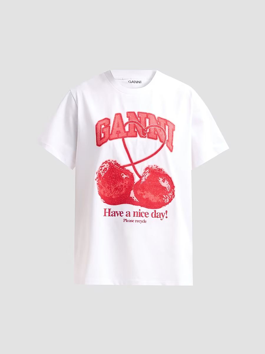 Women's Cherry Cotton Crewneck T-Shirt - Bright White - Size XL