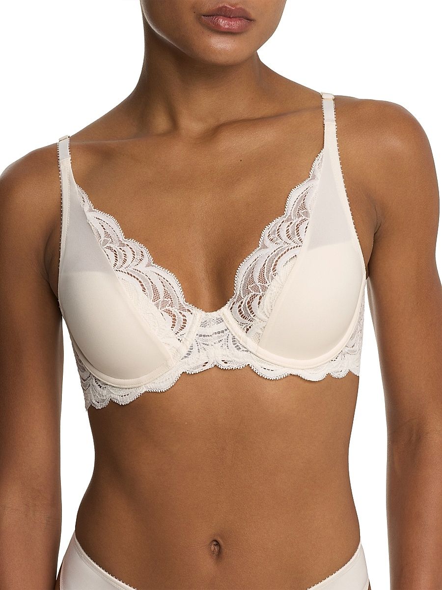 Natori Women's Persuasion Lace Convertible Plunge T Shirt Bra - Ivory - Size 38C