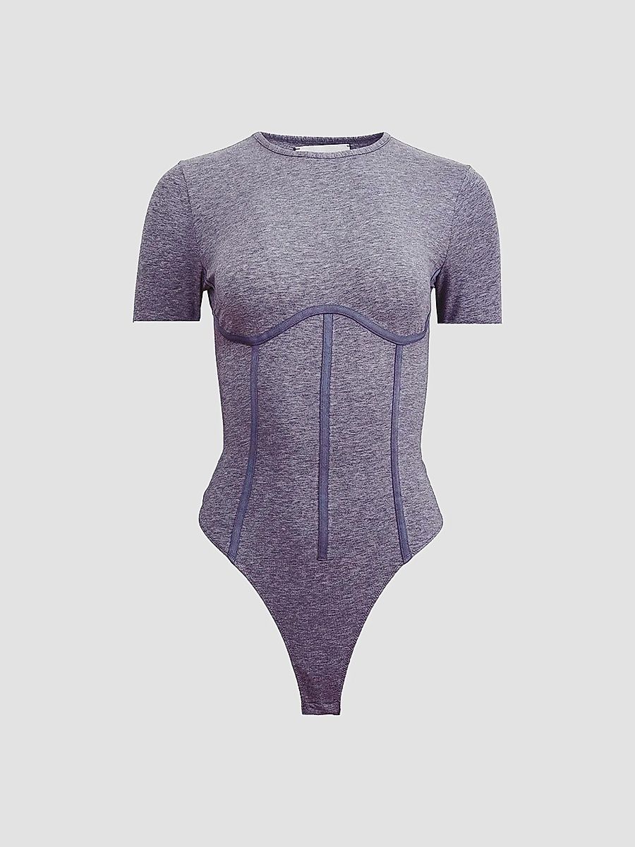 Fleur du Mal Women's Stretch Cotton T-Shirt Bodysuit - Heather Grey - Size XL