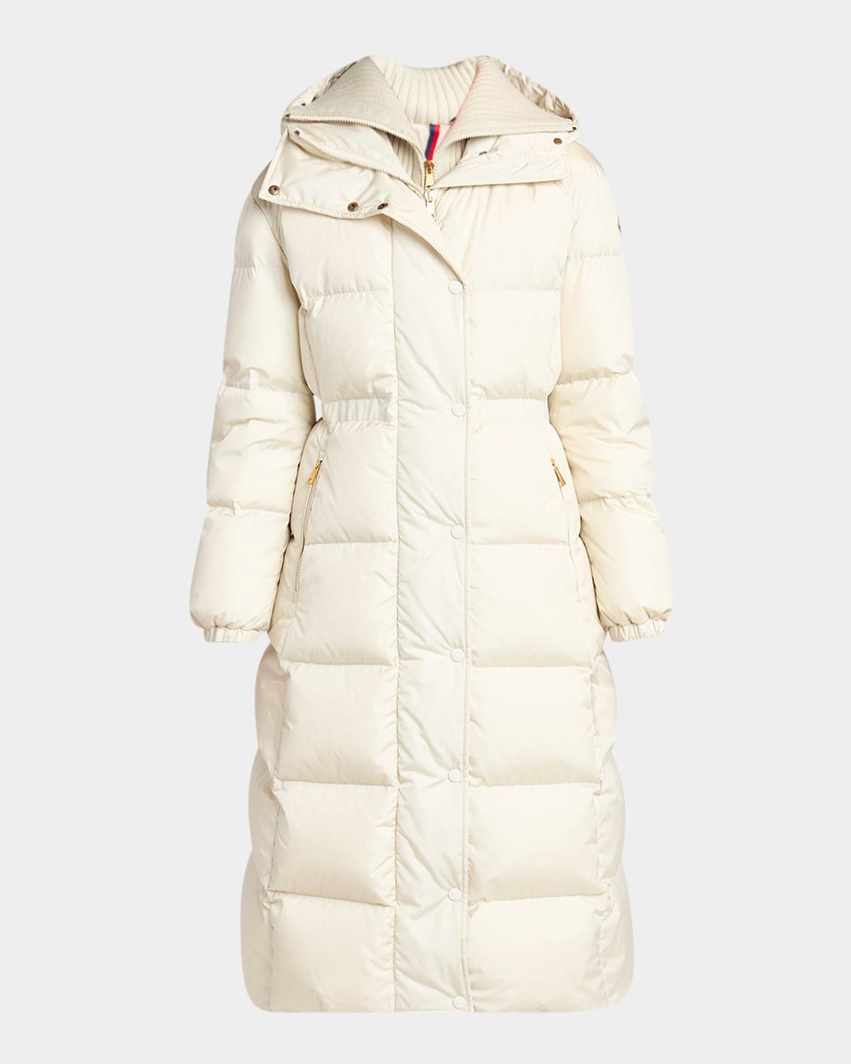 Chamer Long Hooded Down Coat with Detachable Dickey