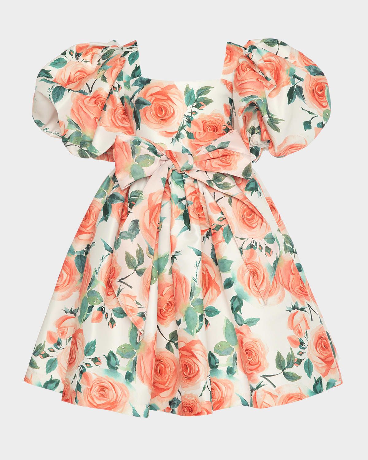 Girl & apos;s Rose Balloon-Sleeve Dress, SIze 3T-12