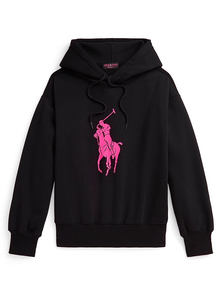 Women's Pink Pony Fleece Hoodie - Black - Size XXL