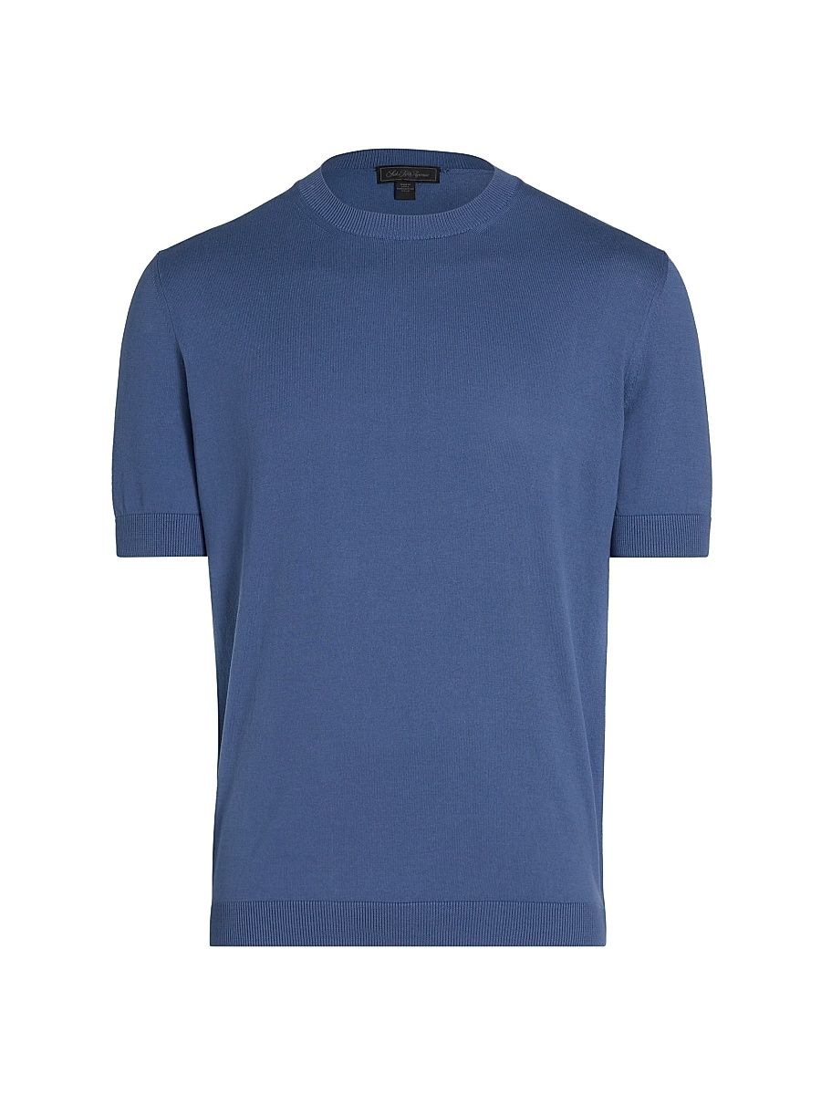 Men's Garment-Dyed Crewneck Short-Sleeve Sweater - Blue - Size XXL