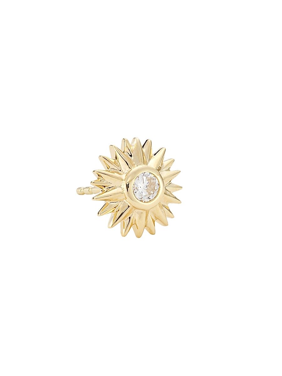 Women's 14K Yellow Gold & Diamond Starburst Stud Earrings