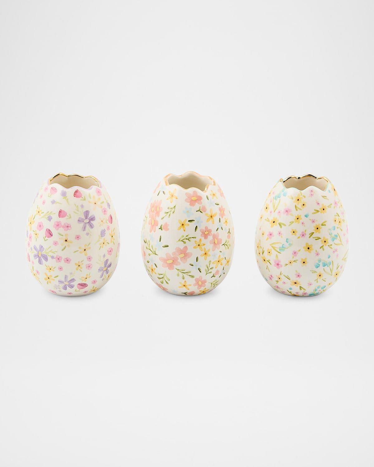 Posie Patch Ceramic Easter Egg Vases, Set of 3