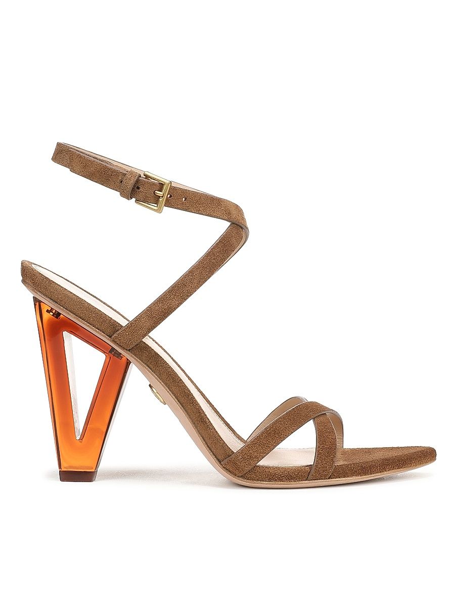 Women's Lanaya 90MM Suede Sculptural-Heel Sandals - Chestnut Brown - Size 12