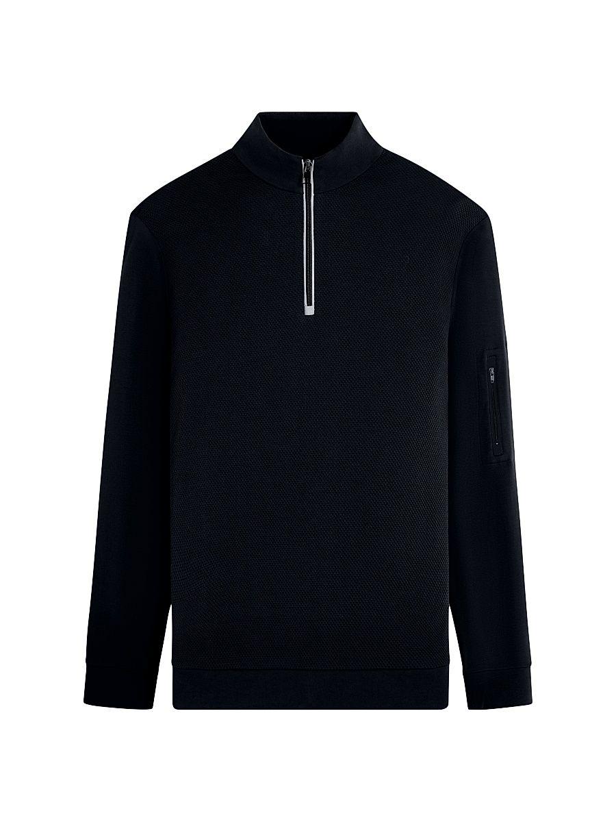Bugatchi Men's Quarter-Zip Knit Jacket - Black - Size XL