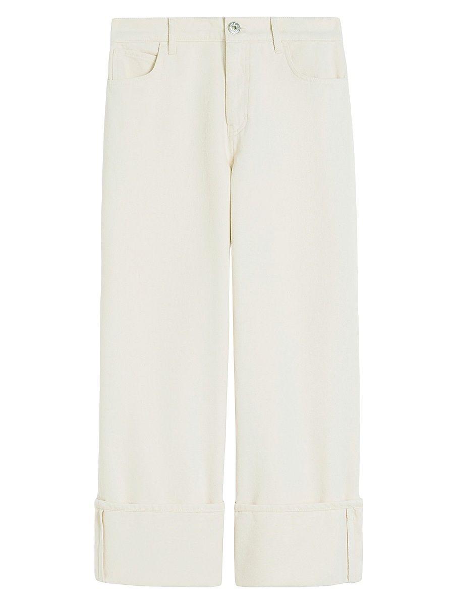 Women's Cotton Bull Trousers With Turn Ups - Ecru - Size 16