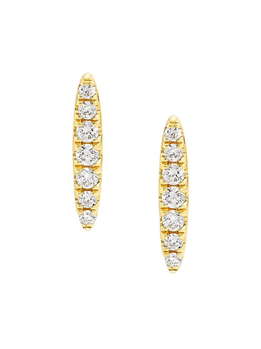 Women's 14K Yellow Gold & 0.19 TCW Diamond Bar Stud Earrings - Yellow Gold