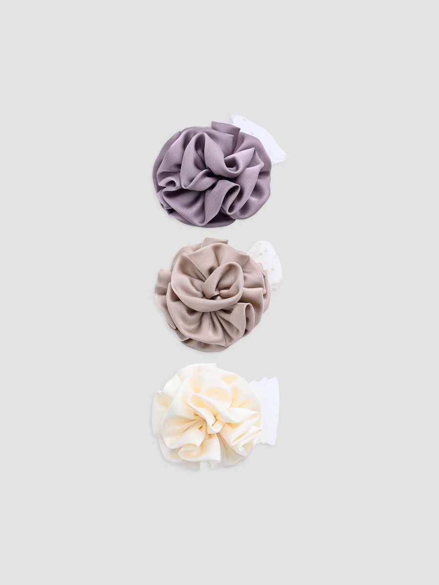 Mimi Tutu Girl's Girl's Bloom Hair Clip Set - Purple Beige Cream
