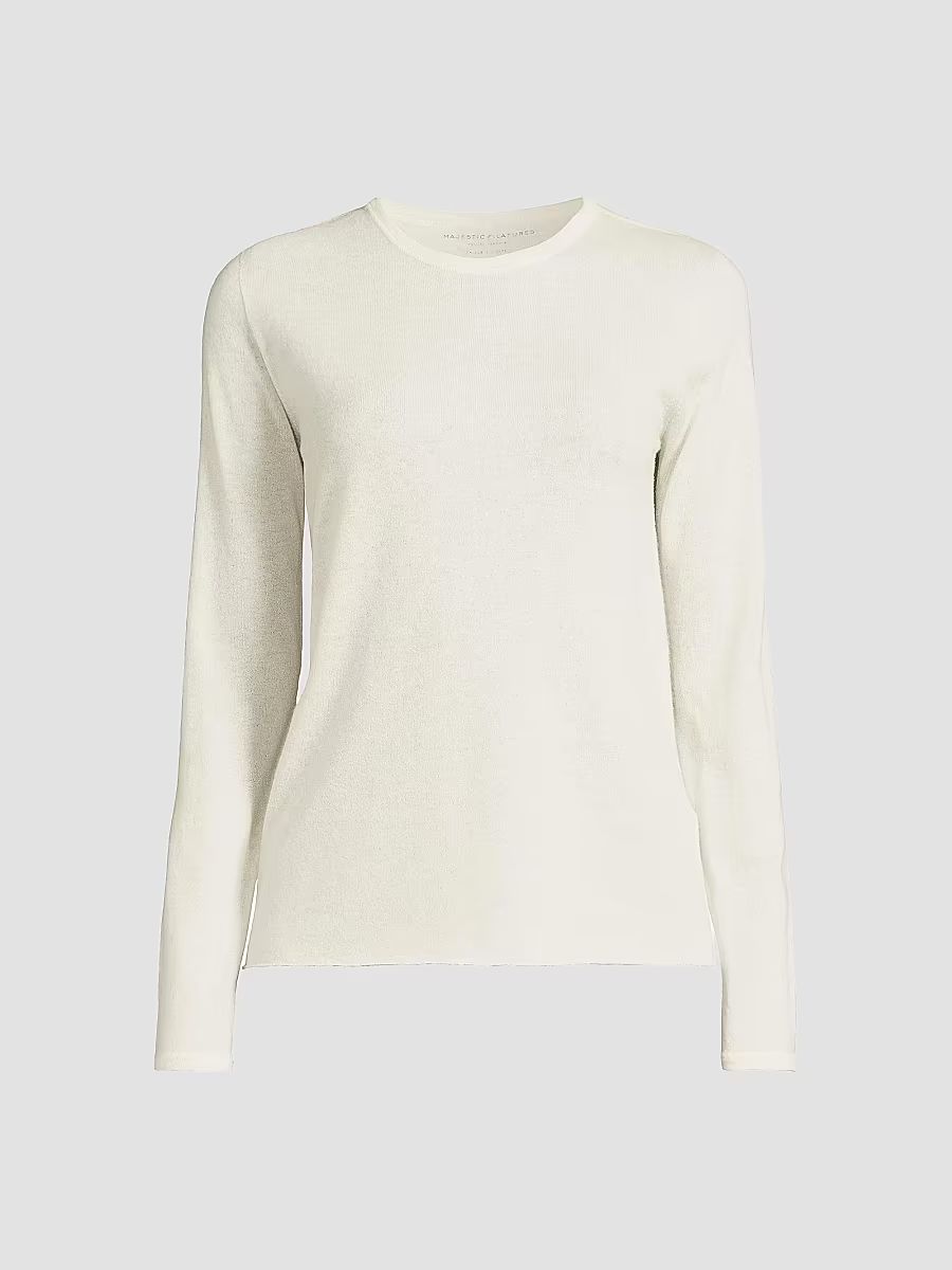 Majestic Filatures Women's Cashmere Crewneck Sweater - Milk - Size Medium