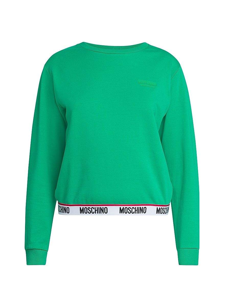 Women's Stretch-Cotton Crewneck Sweatshirt - Green - Size Small