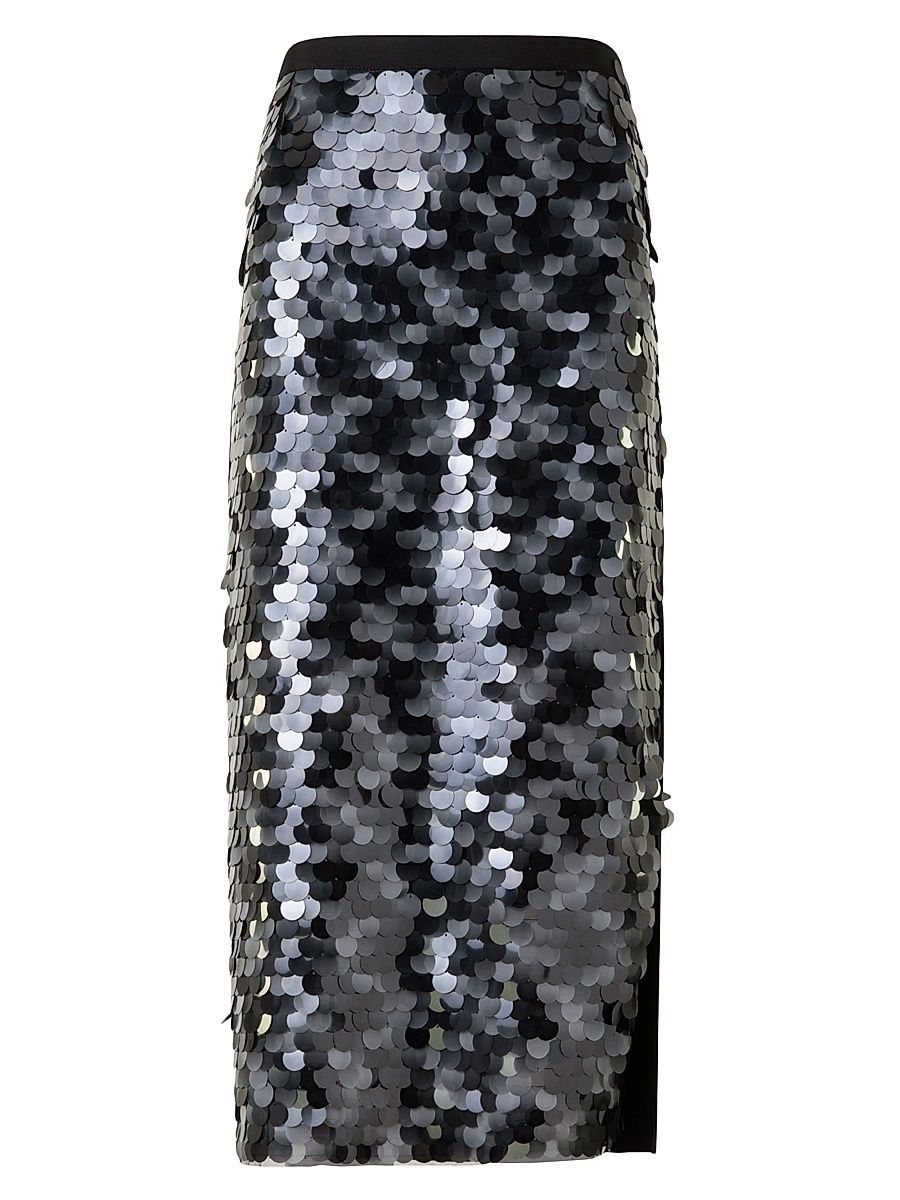 Women's Dot Sequined Midi-Skirt - Black - Size 6