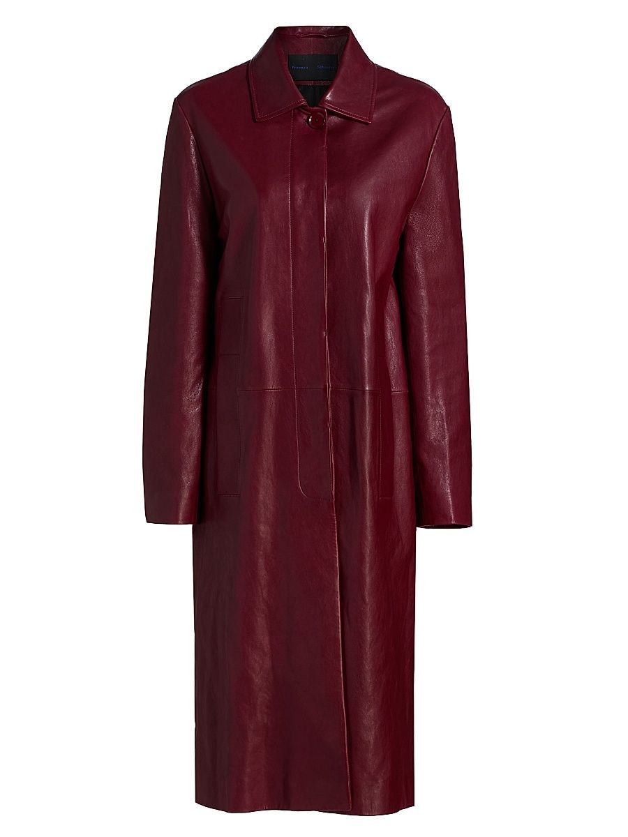 Women's Nissi Semigloss Leather Coat - Burgundy - Size 10