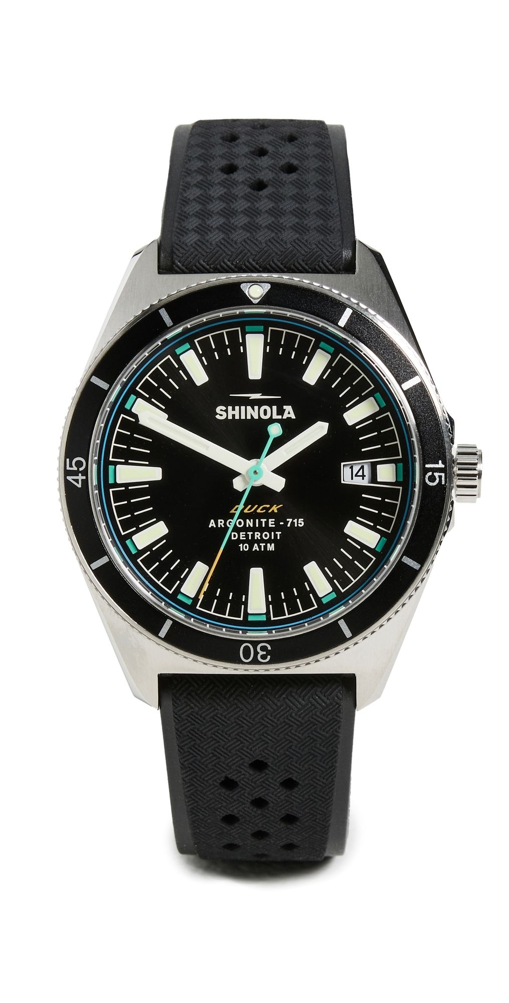 Shinola Duck 3hd 40mm, Black Rubber Strap Watch Black 40mm