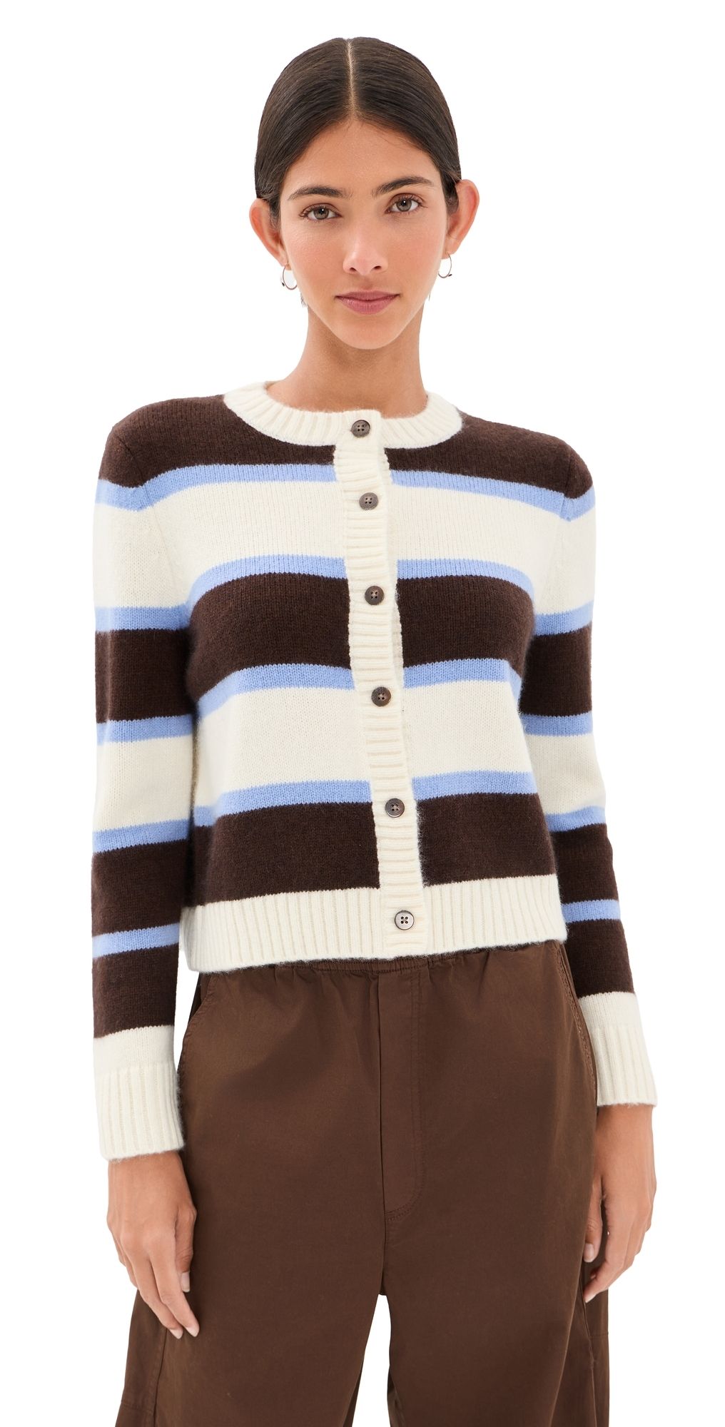 Rosie Assoulin Striped Cardigan Brown/Cream S