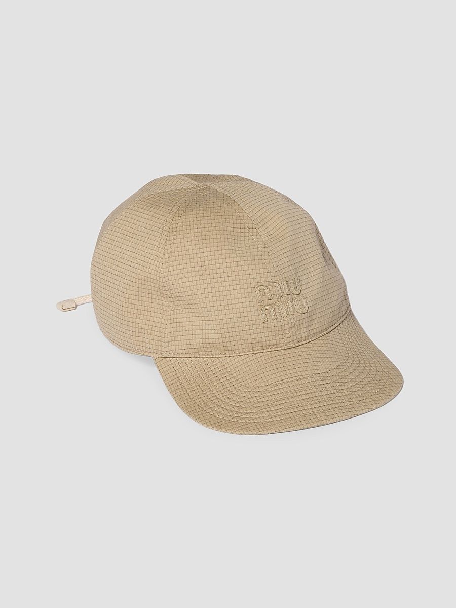 Miu Miu Women's Cotton Baseball Cap - Beige Khaki - Size Large
