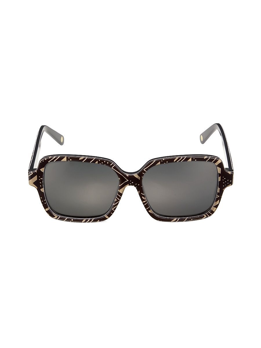 Women's Pharaoh 56MM Square Sunglasses - Black