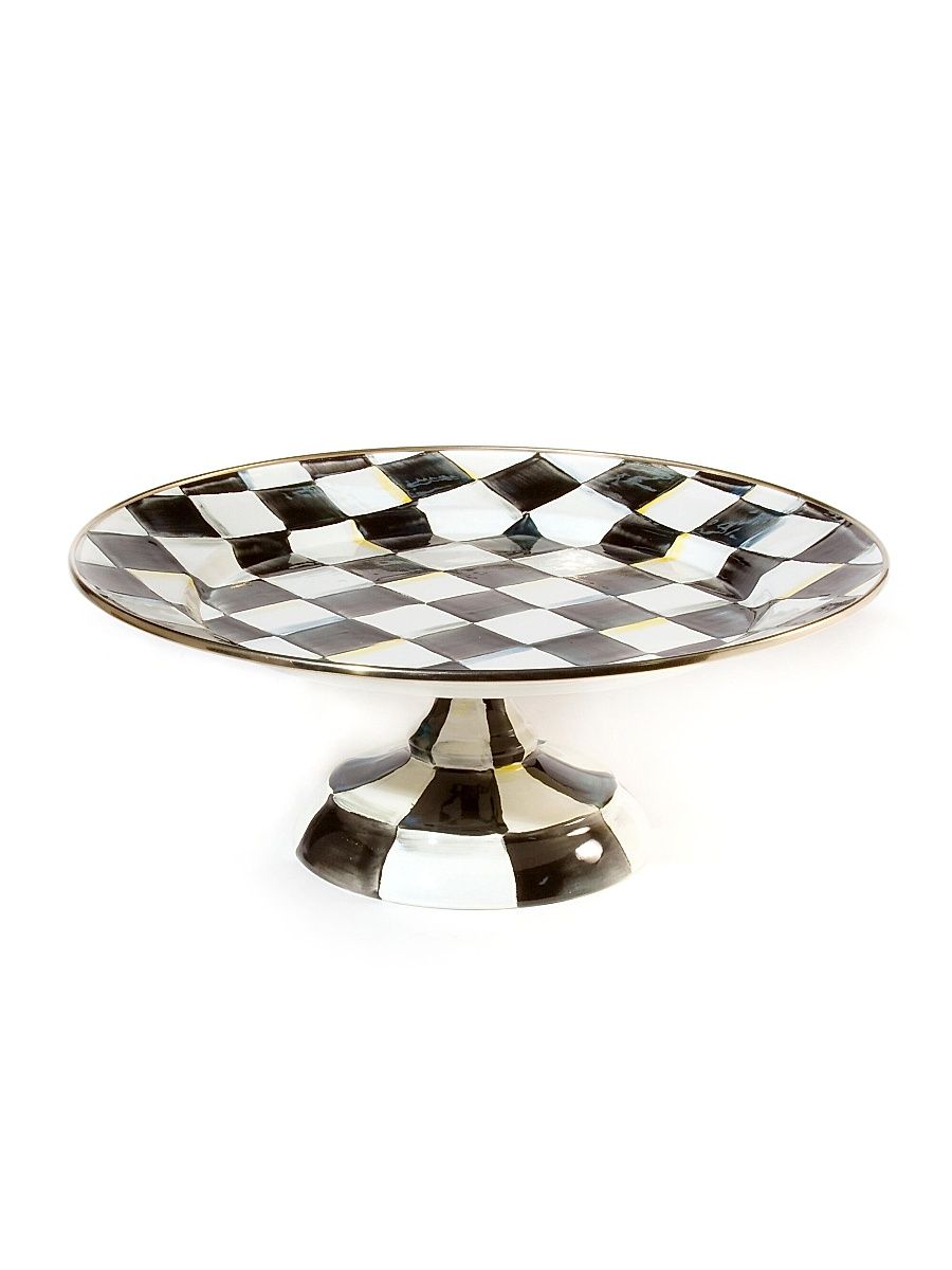 Courtly Check Enamel Pedestal Platter
