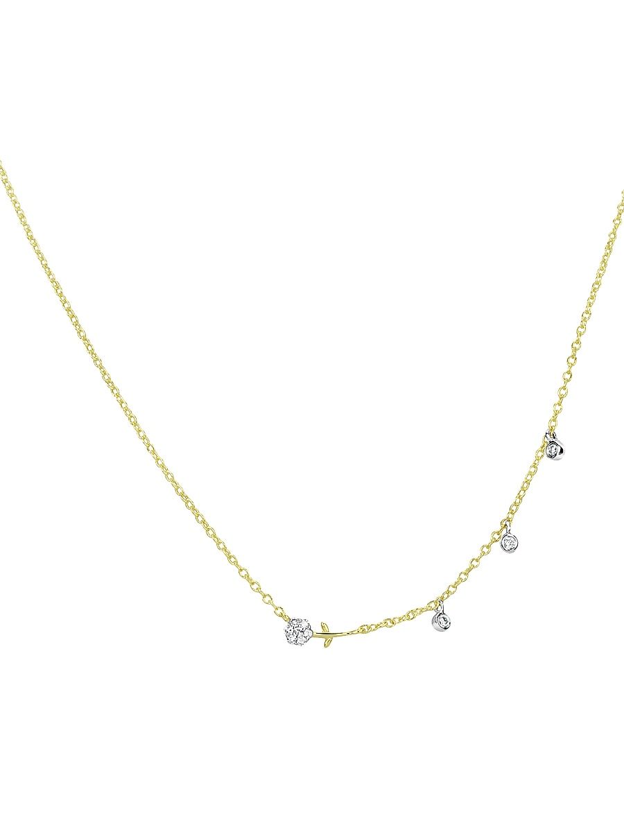 Women's Mini 14K Yellow Gold & .06 TCW Flower Necklace - Yellow Gold