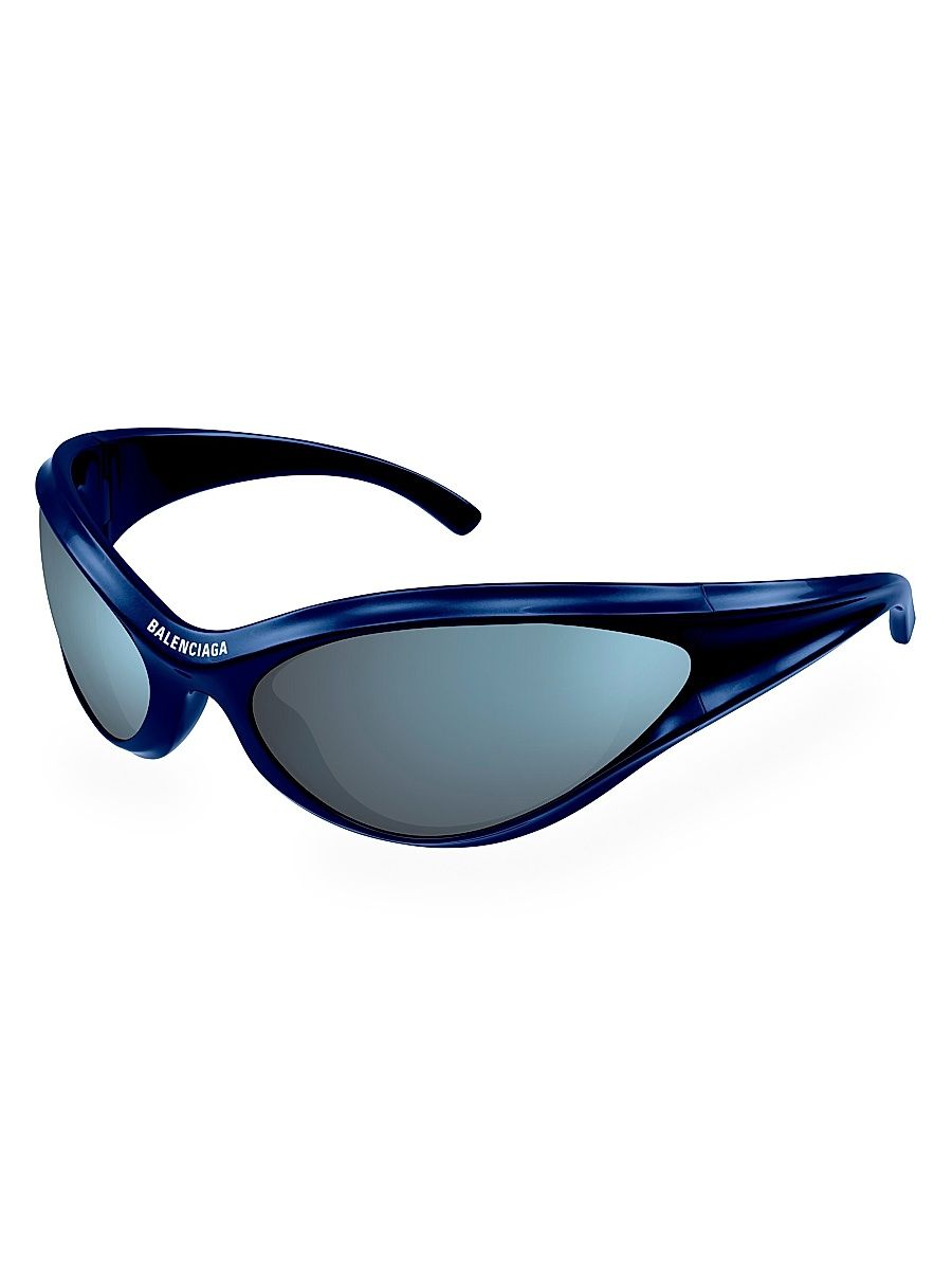 Men's Dynamo 77MM Geometric Sunglasses - Navy Blue Mirror