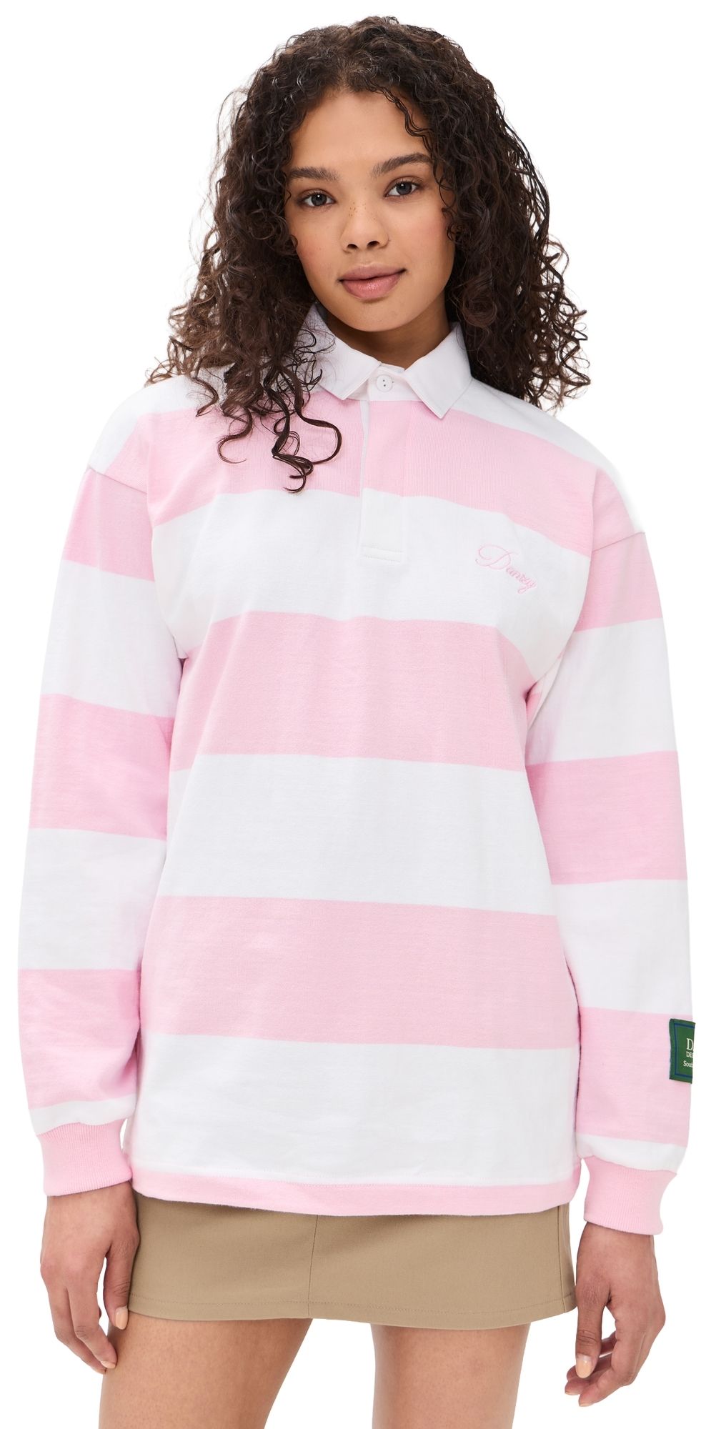 DANZY Signature Rugby Tee Pink/White S