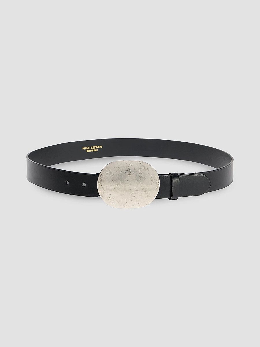Nili Lotan Women's Wayne Leather Belt - Black - Size Medium