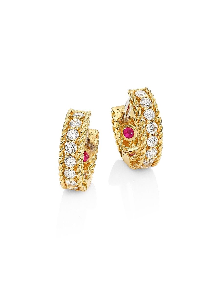 Women's Symphony Braided Diamond & 18K Yellow Gold Huggie Hoop Earrings - Gold