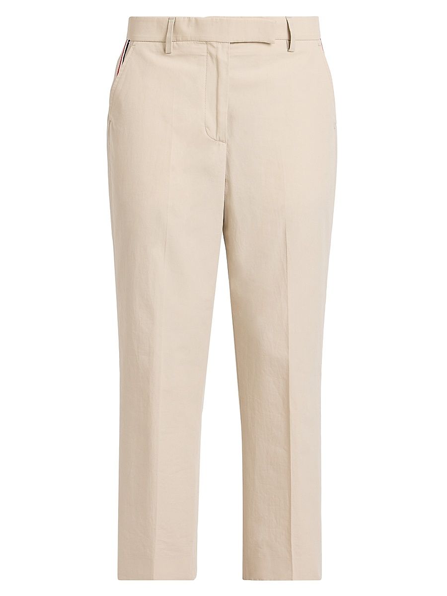 Women's Cotton Cropped Trousers - Beige - Size 10