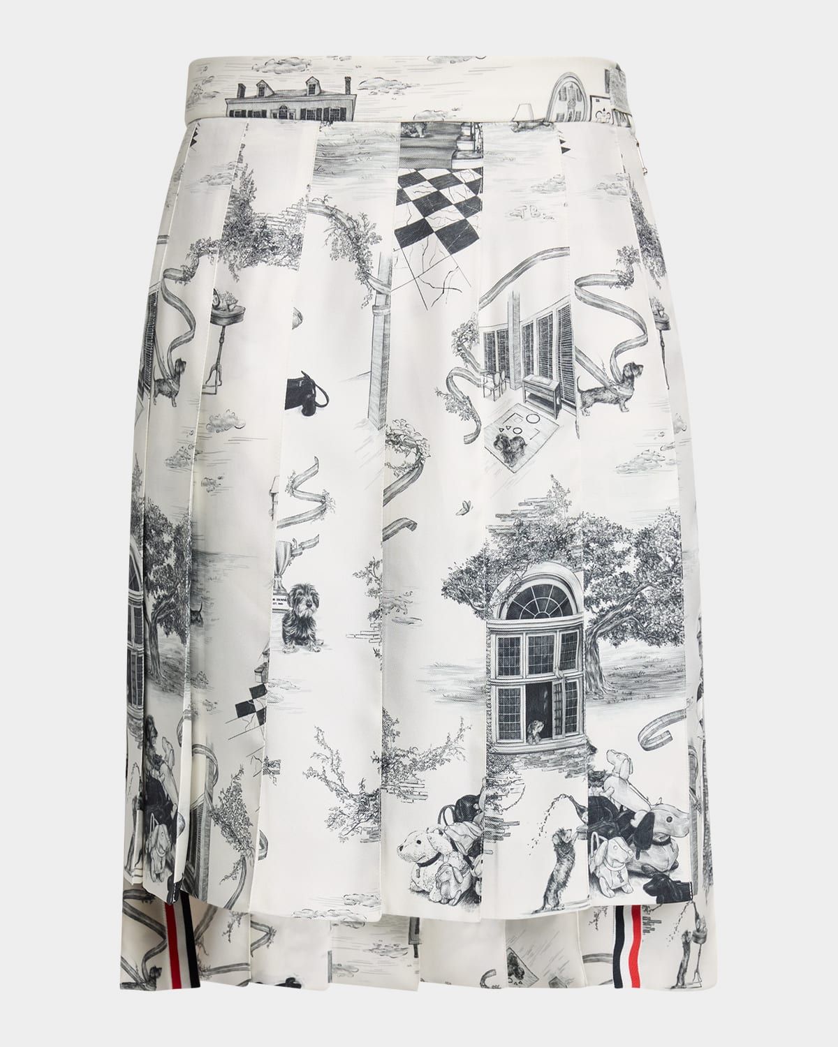 Hector Toile Pleated Silk Twill Mini Skirt