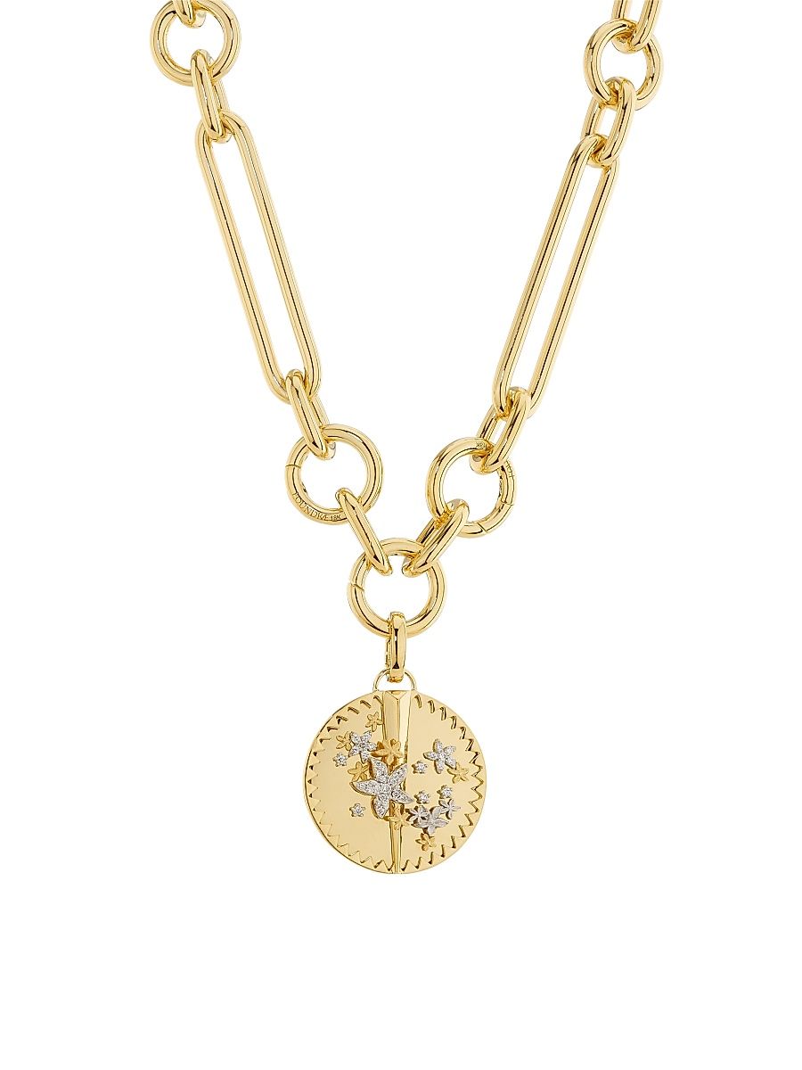 Women's Resilience 18K Yellow Gold & 0.13 TCW Diamond Oversized Mixed Chain Necklace - Yellow Gold