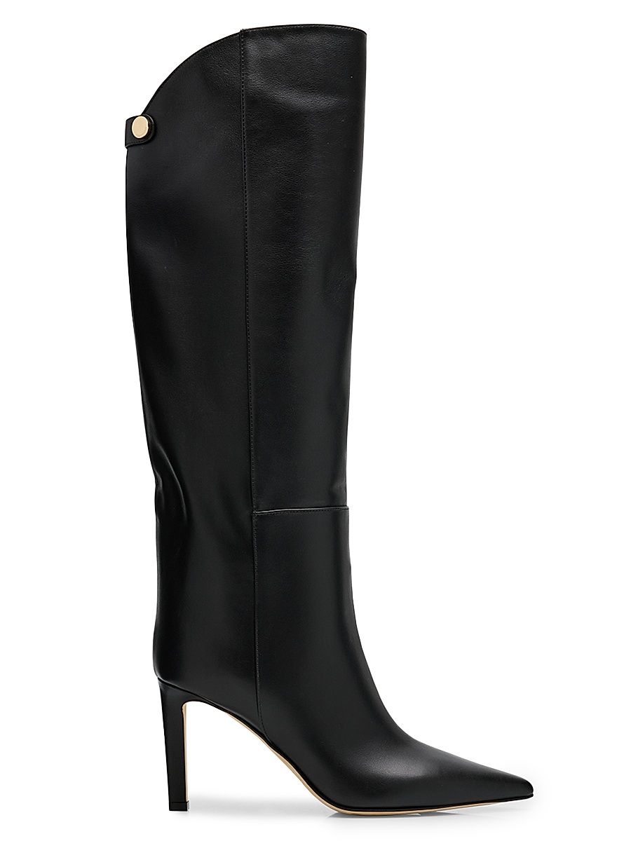 Women's Alizze 85MM Leather Knee-High Boots - Black - Size 8.5