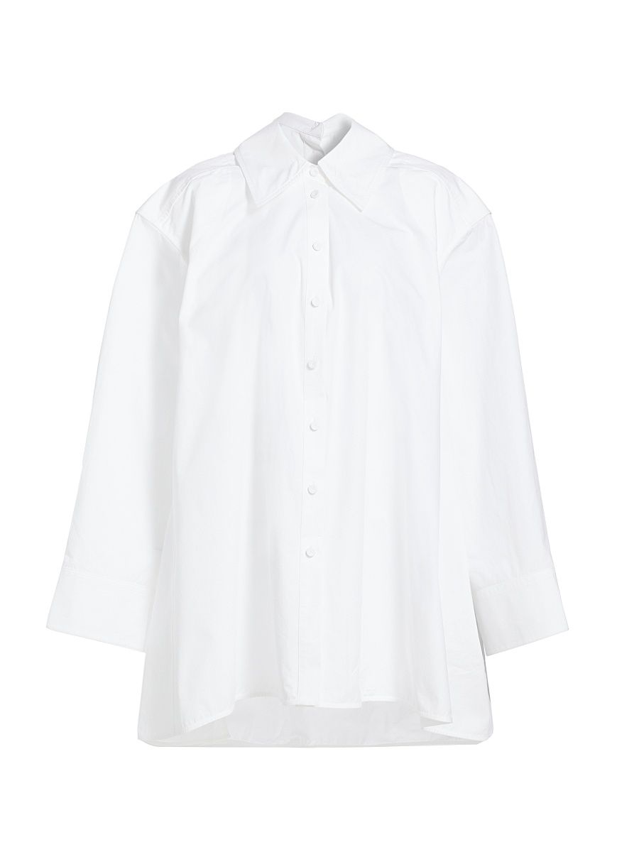 Women's Oversized Wide-Sleeve Button-Front Shirt - Optic White - Size 0