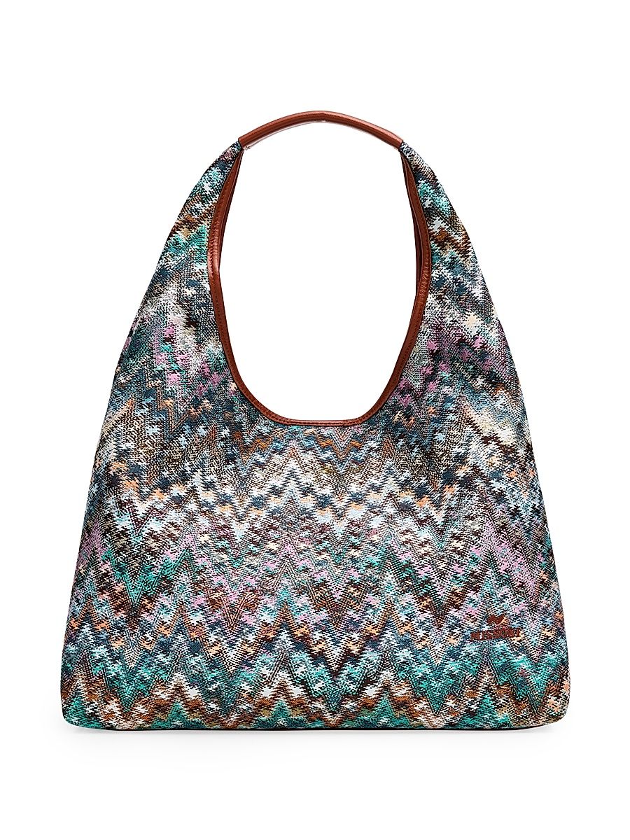 Women's Large Zigzag Hobo Bag - Turquoise